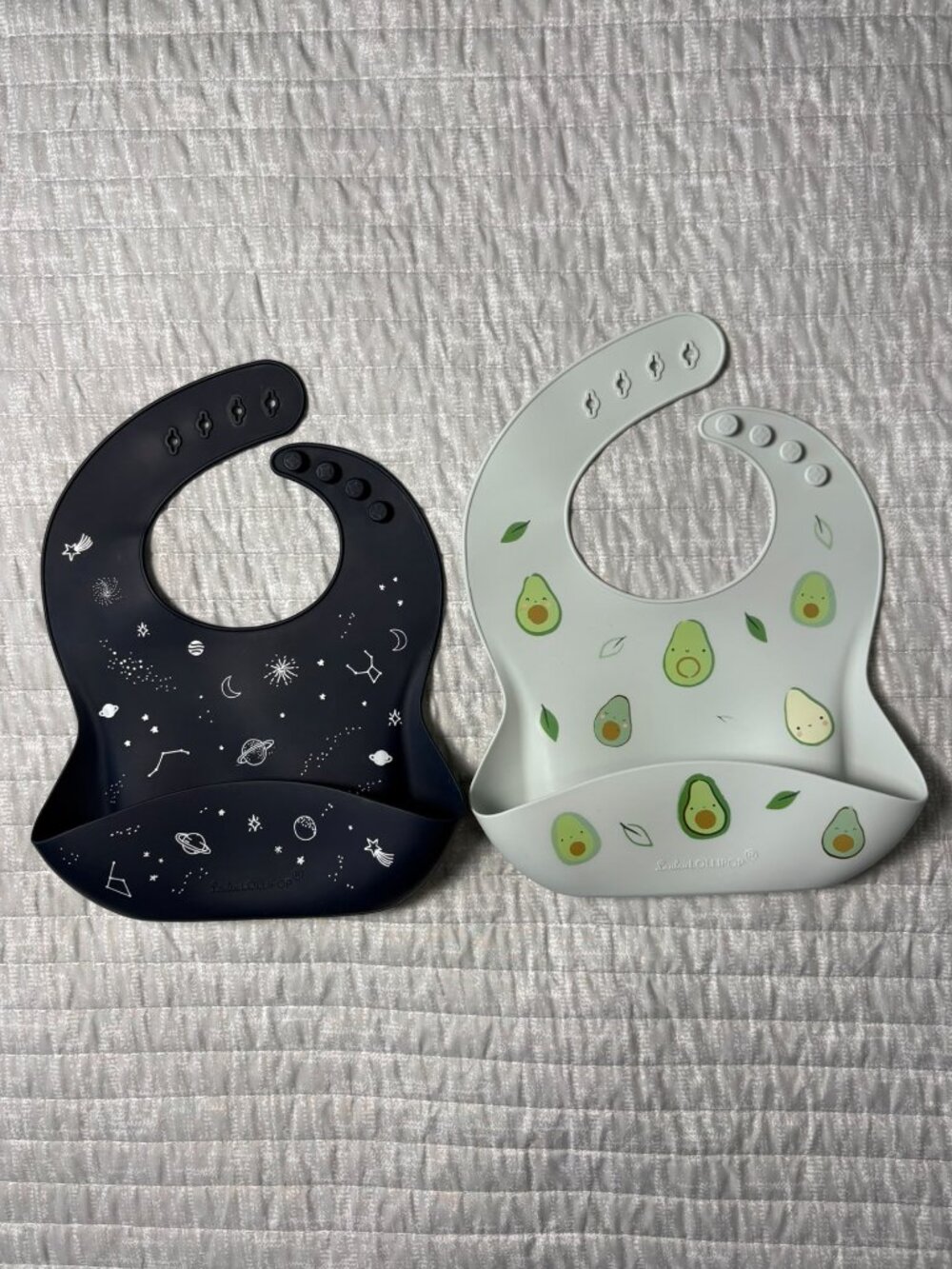 Loulou Lollipop Silicone Baby Bib 2-Pack – Space & Avocado Set